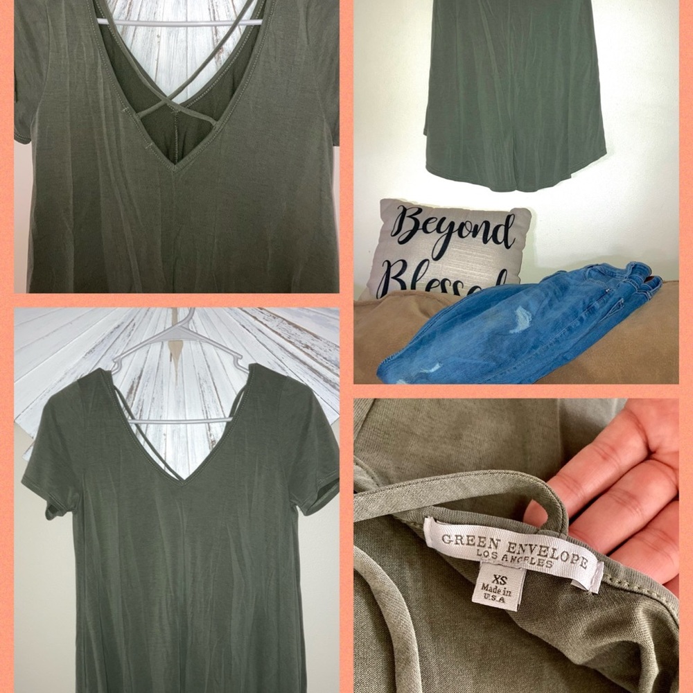 XS very soft material olive green women’s top.